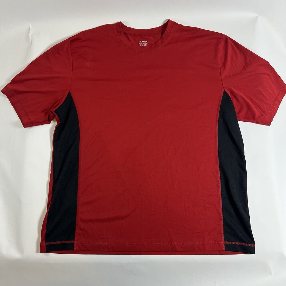Jockey Men's XL Red/Black Colorblock Crew Neck Breathable Polyester T-Shirt